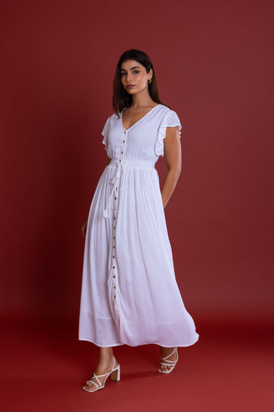 Bohemian White Button Down Maxi