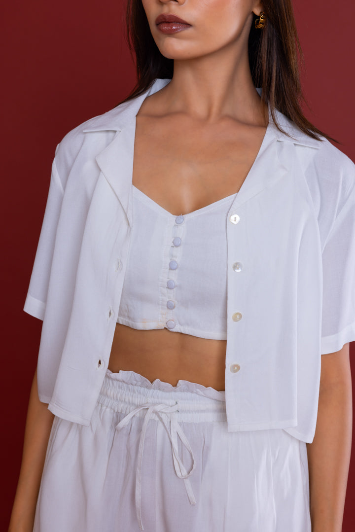 White Boxy Fit Shirt Co-ord Set