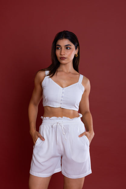 White Boxy Fit Shirt Co-ord Set