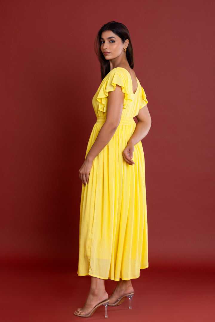 Bohemian Lemon Button Down Maxi