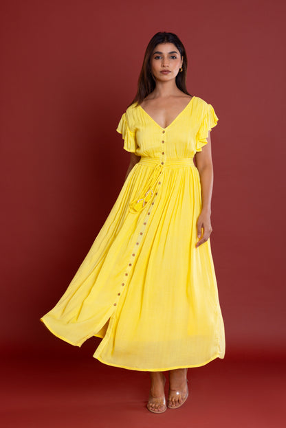 Bohemian Lemon Button Down Maxi