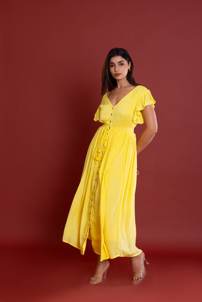 Bohemian Lemon Button Down Maxi