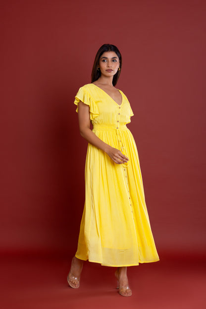 Bohemian Lemon Button Down Maxi