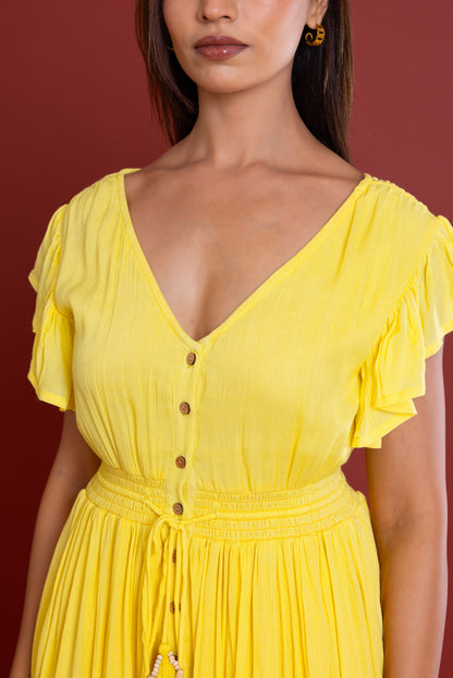 Bohemian Lemon Button Down Maxi