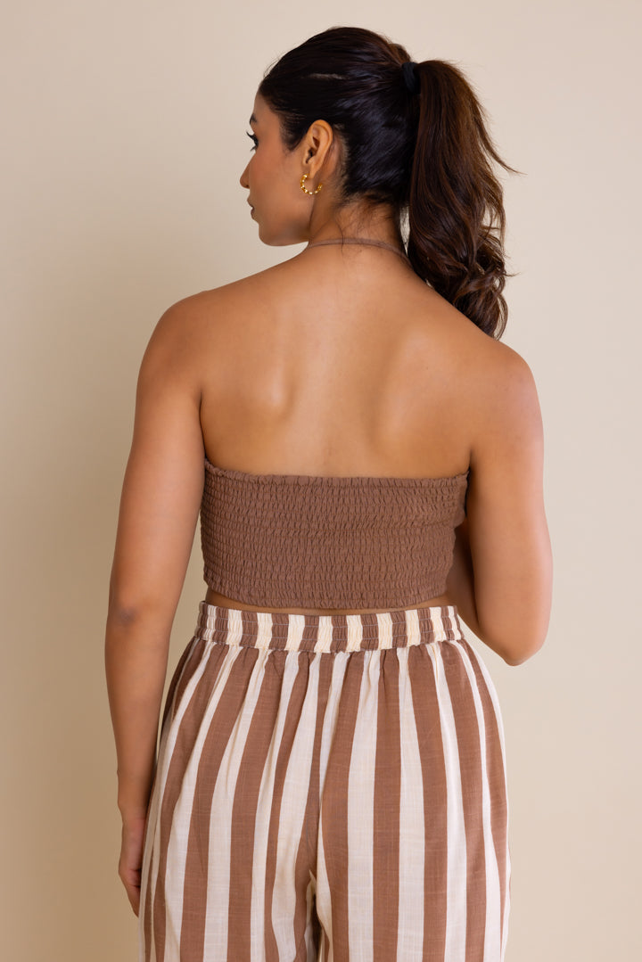 Brown Striped Cotton Co-ord Set