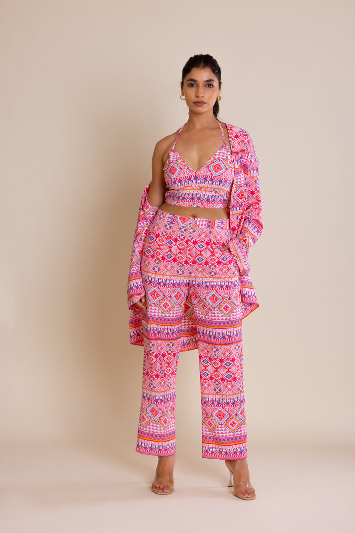 Fuchsia Abstract Printed Co-ord Set