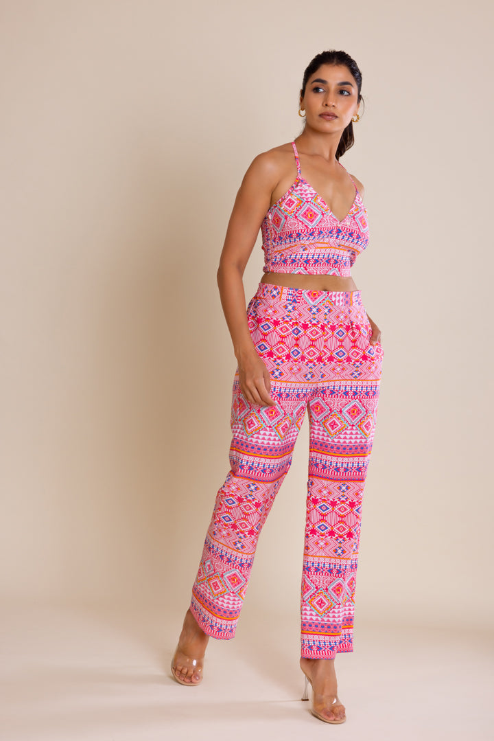 Fuchsia Abstract Printed Co-ord Set