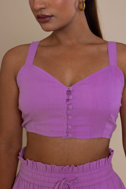 Solid Purple V-neck Top