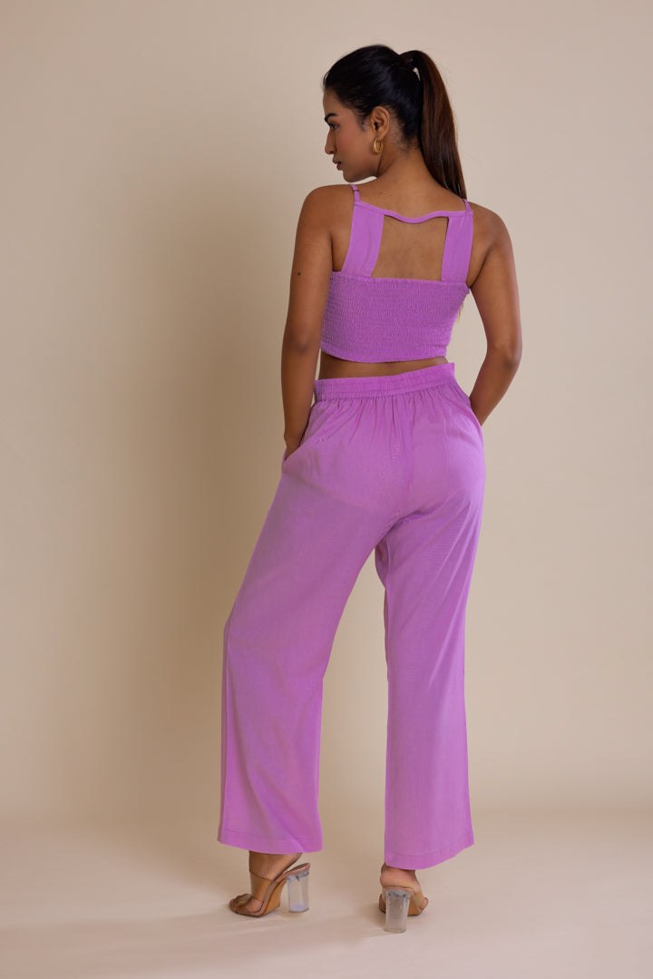 Solid Purple V-Neck Cord-set