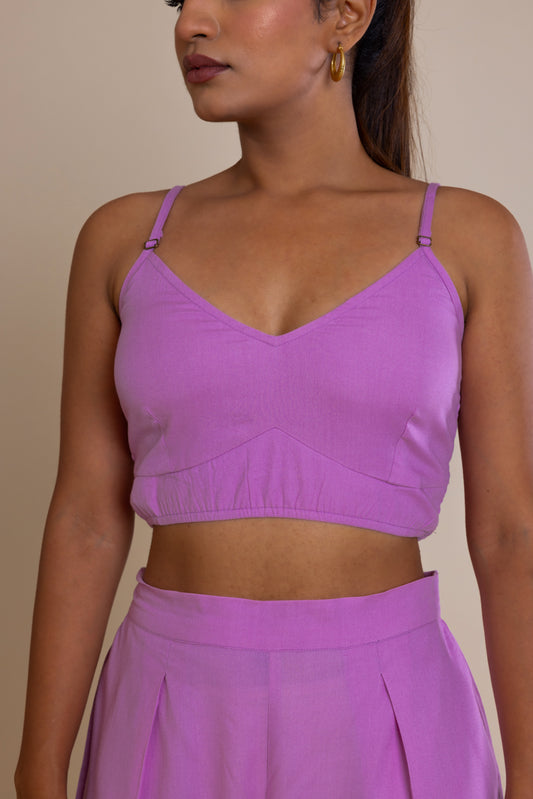 Solid Purple V-Neck Top