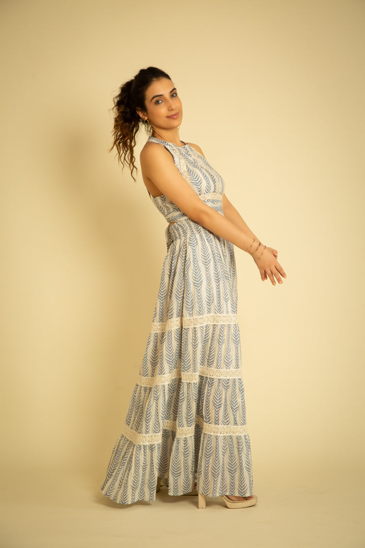 The Mykonos Halter Back Tie Up Maxi