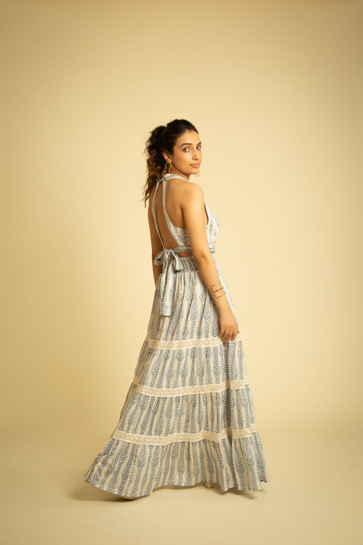 The Mykonos Halter Back Tie Up Maxi