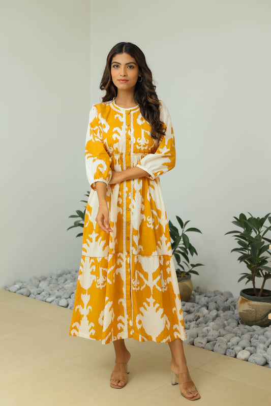 Bohemian Tribal Print Yellow Maxi