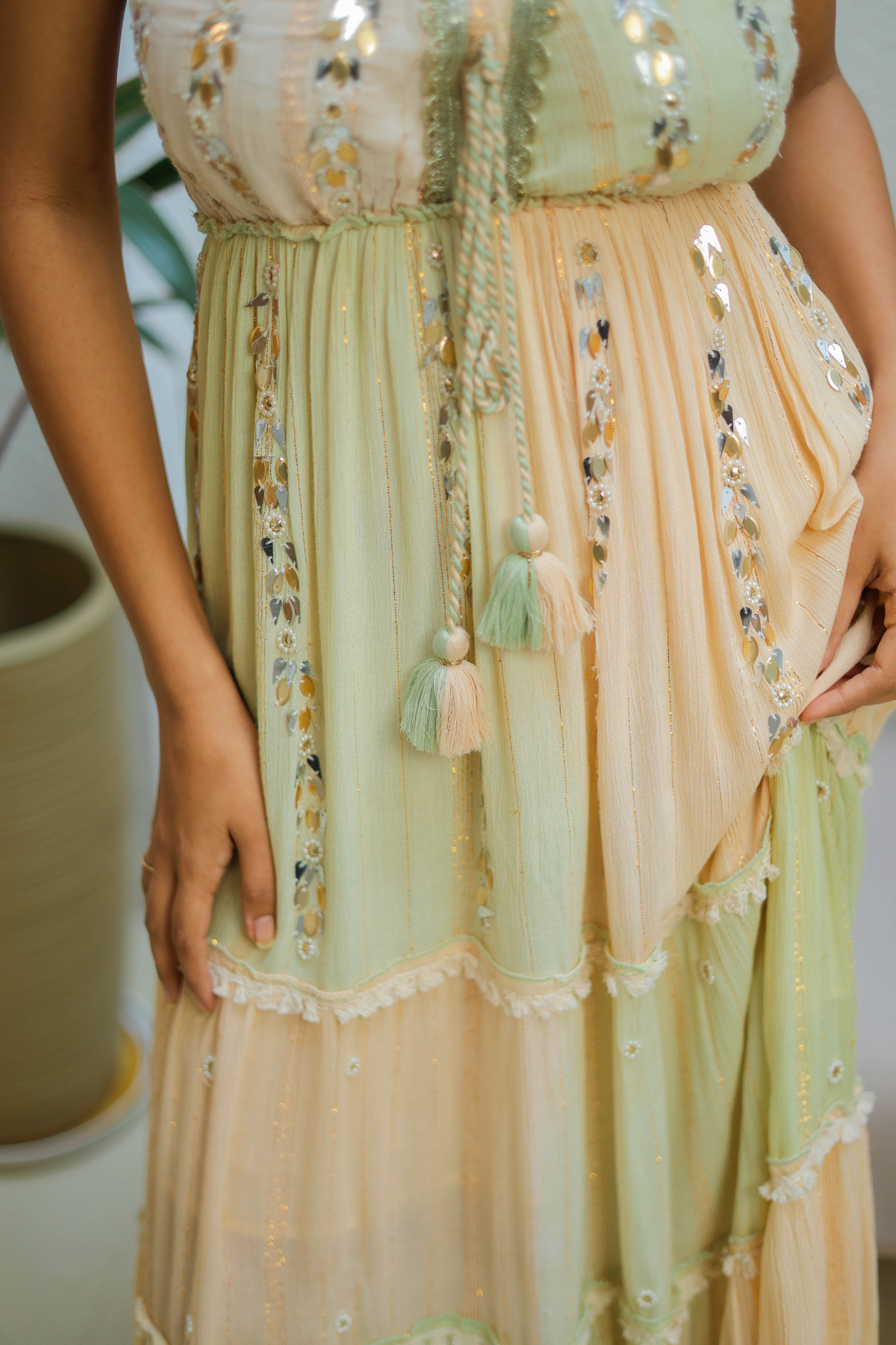 Green Amara Boho Bling Party Maxi