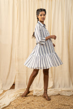 Load image into Gallery viewer, Blue And White Stripe Shirt Dress
