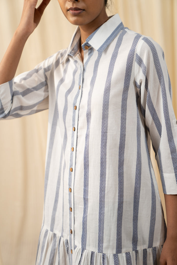 Blue And White Stripe Shirt Dress