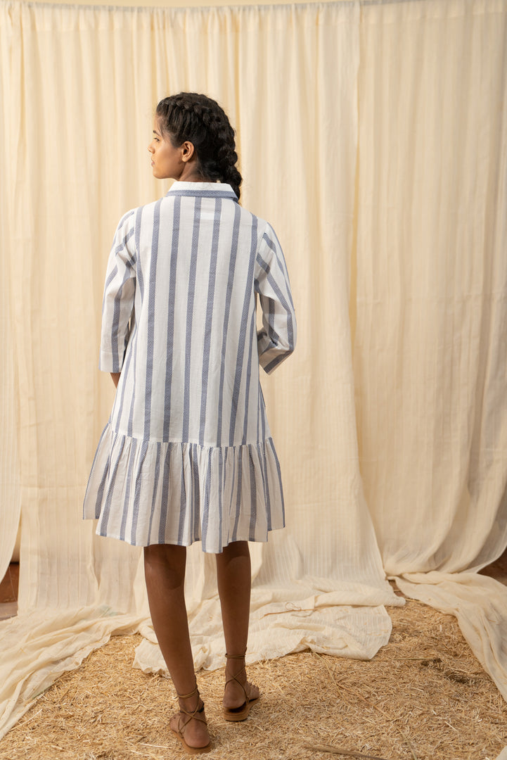 Blue And White Stripe Shirt Dress