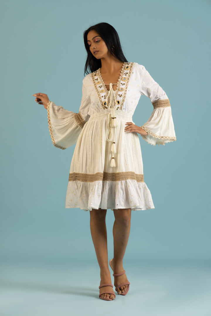 Jute Laced Off-White Dress