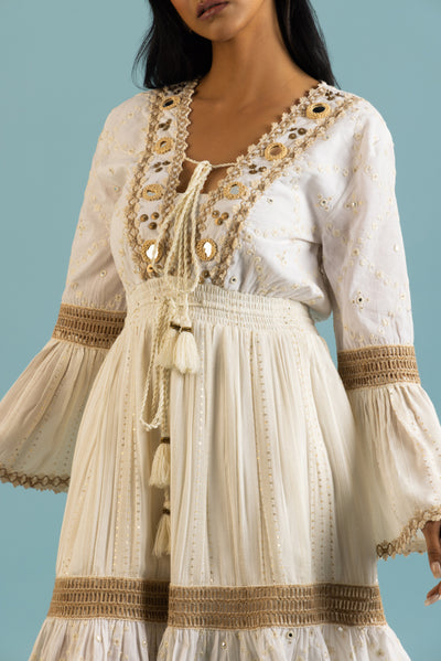 Jute Laced Off-White Dress