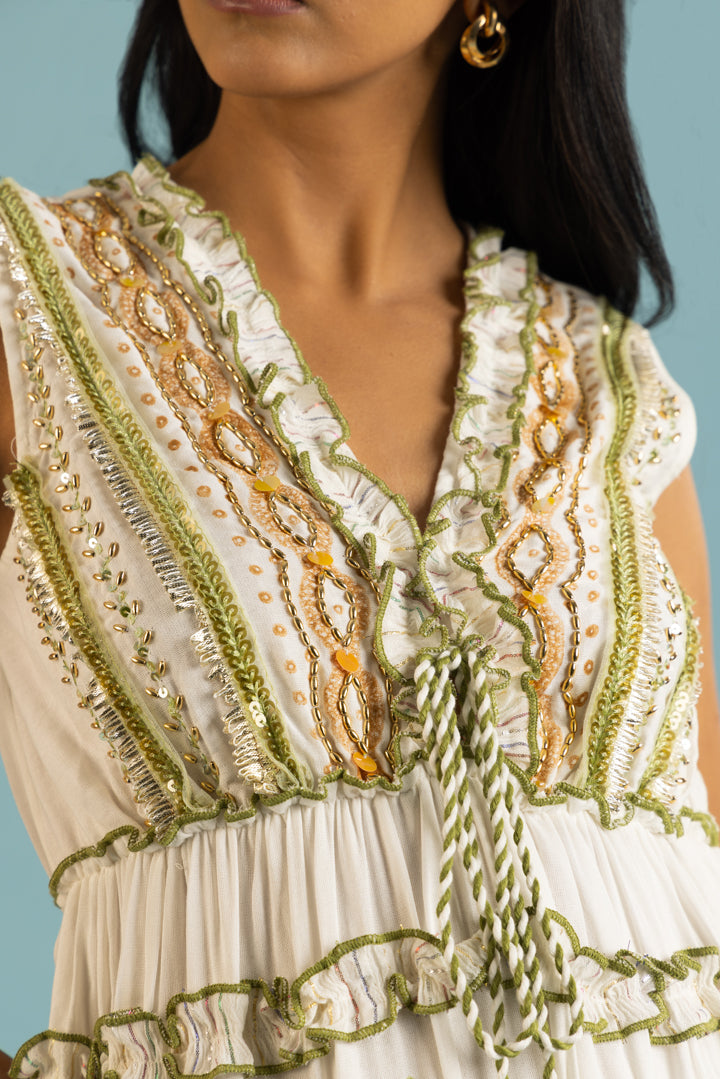 Riva Boho Green Ruffled Resort Maxi