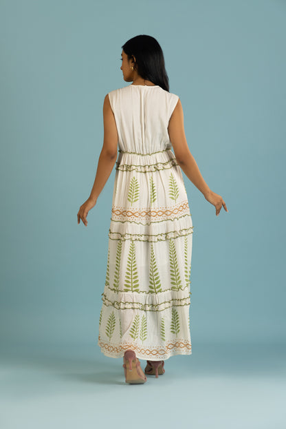 Riva Boho Green Ruffled Resort Maxi