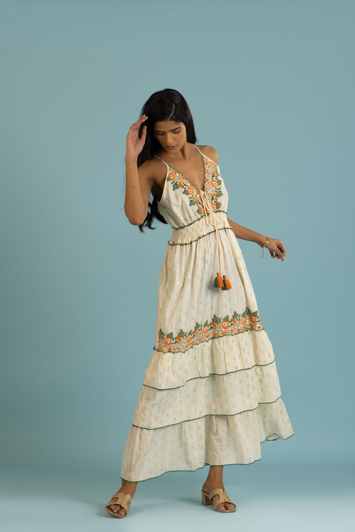 Elena Floral Embroidered Boho Summer Maxi