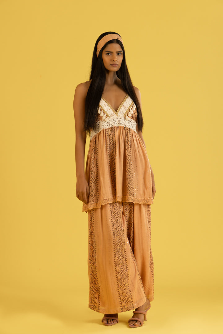 Buy Brown Boho Sarong Cord Set (Set of 2)  Bohemian Printed Wrap-around  Skirt – labelreyya