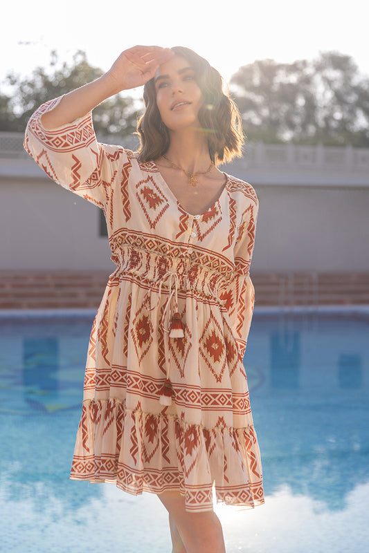 Rust Hana Boho Mini Dress