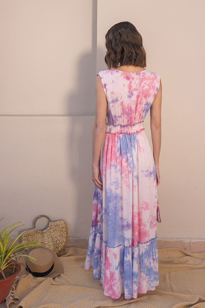 Flavia Tye-dye Botanical Boho Pink Maxi