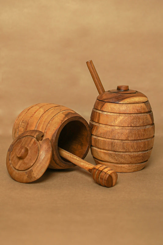 Wood Honey Pot