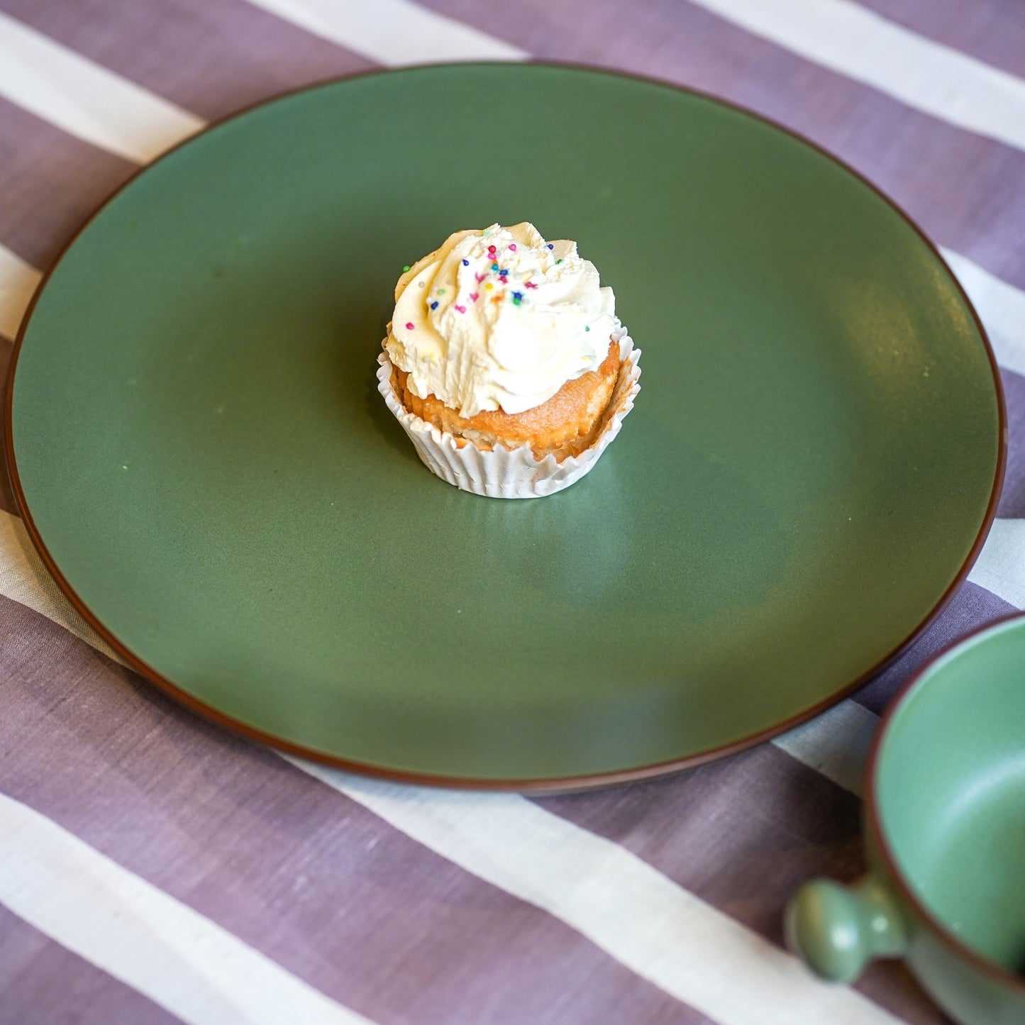 Murano Olive Green Breakfast Set of Plates and Bowles (Set of 6)