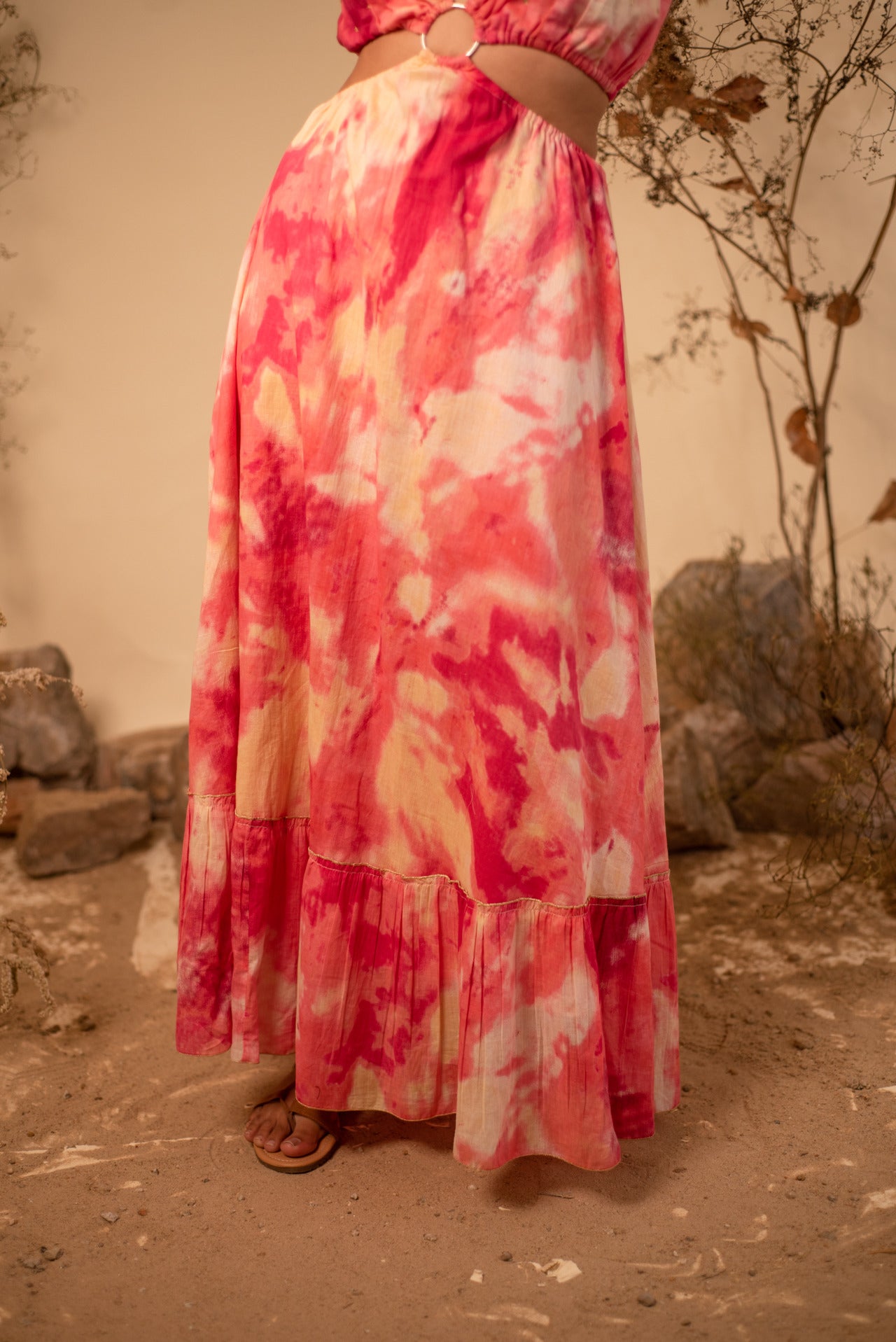 Tie-Dye Ring Tiered Maxi Dress