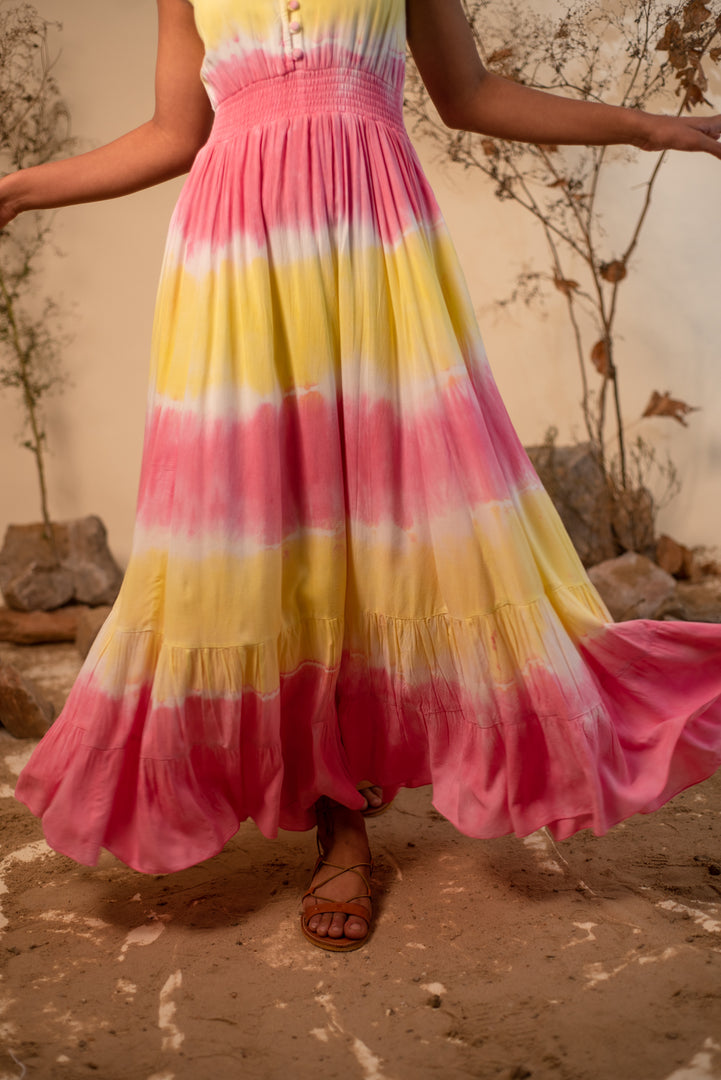 Tie Dye Tiered Summer Boho Maxi