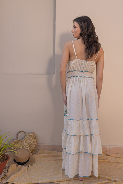 Elena Floral Embroidered Boho Summer Maxi