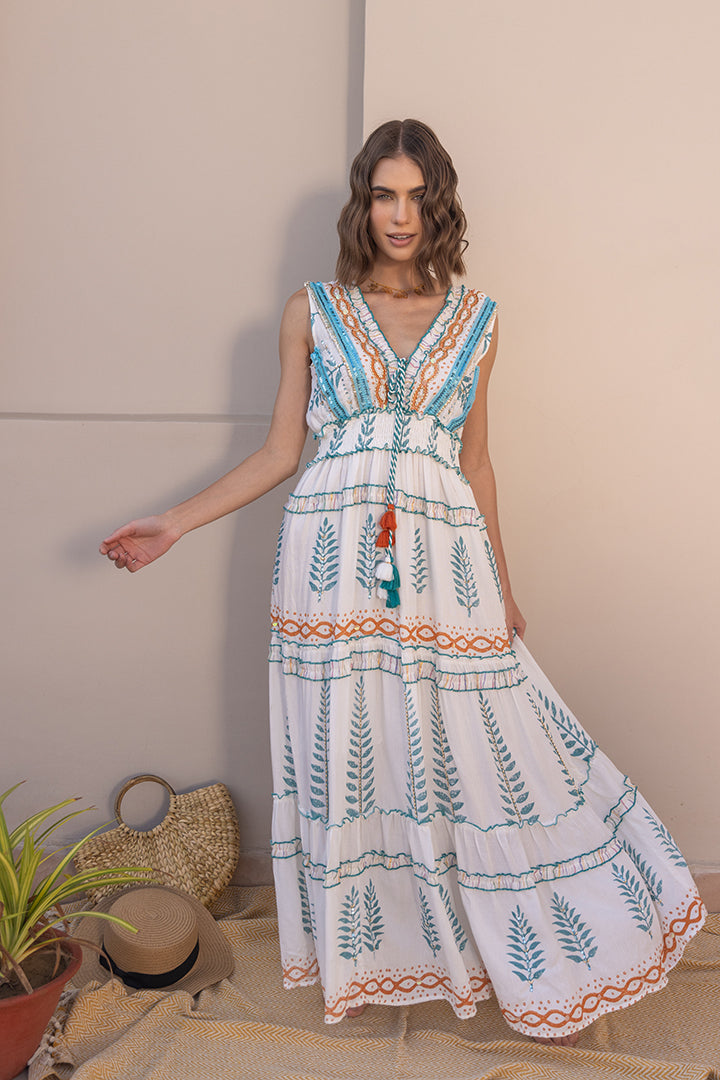 Riva Boho Ruffled Resort Maxi - labelreyya