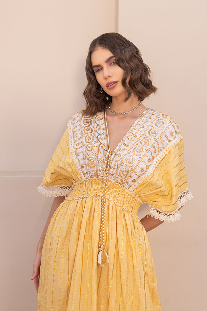 Zoya Laced Boho Kaftan-Style Resort Maxi