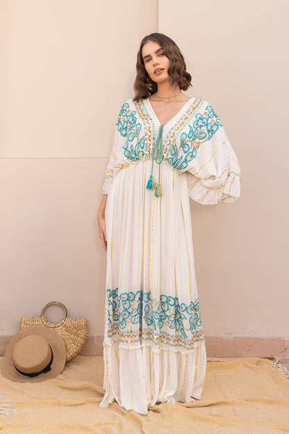 Irina Summer Bling Resort Kaftan-Style Boho Maxi - labelreyya