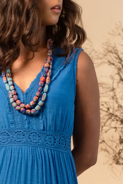 Wild Soul Blue Printed Necklace