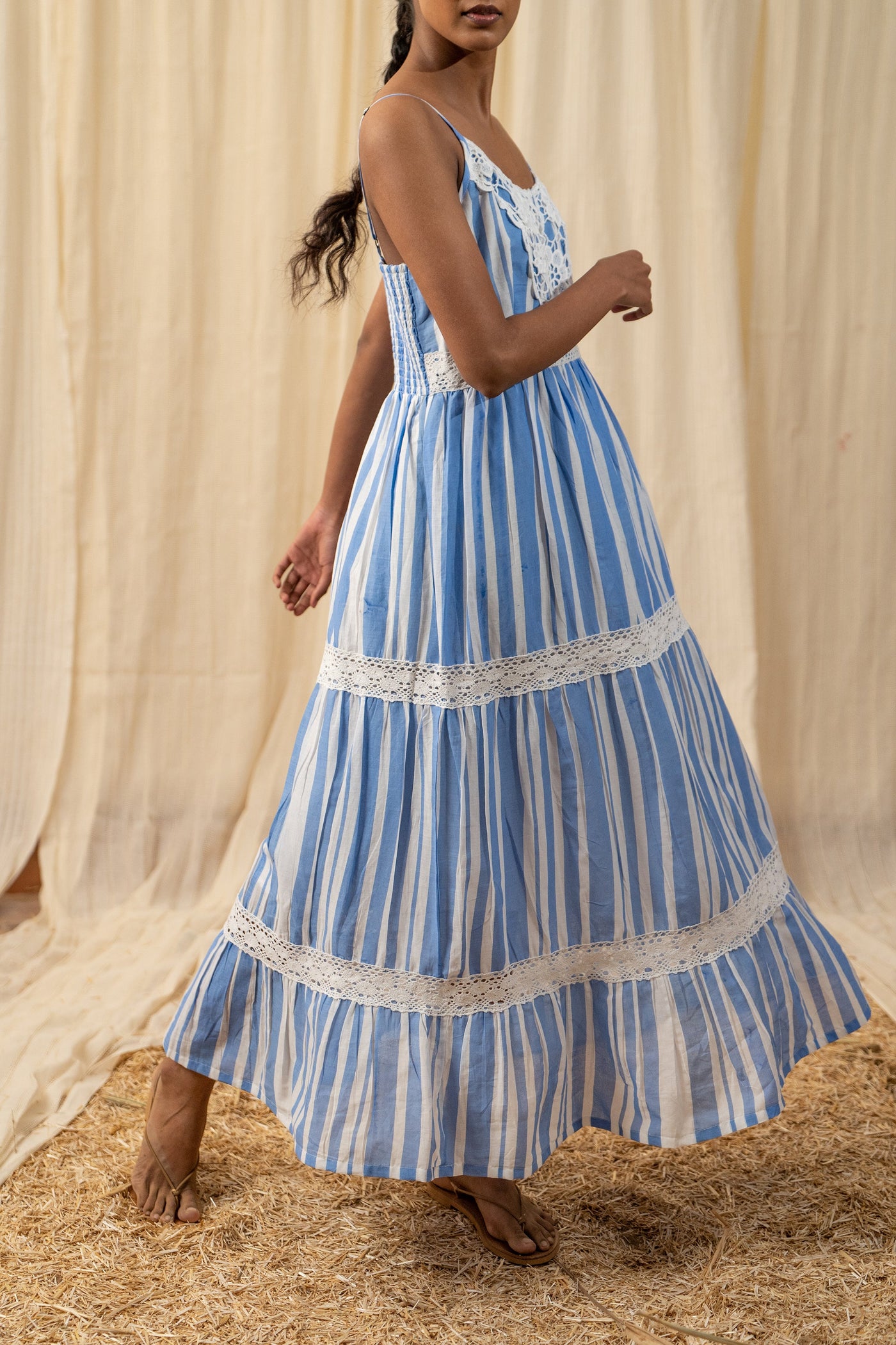 Stripe Blue Lace Maxi - labelreyya