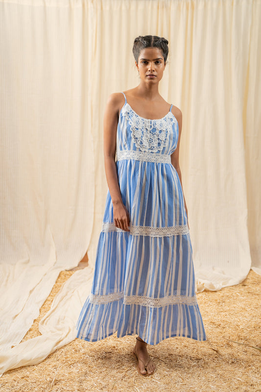 Stripe Blue Lace Maxi - labelreyya