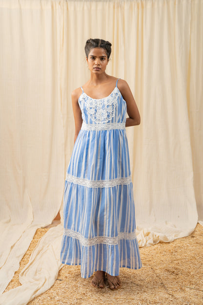 Stripe Blue Lace Maxi - labelreyya