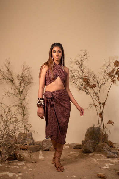 Brown Boho Sarong Cord Set (Set of 2)