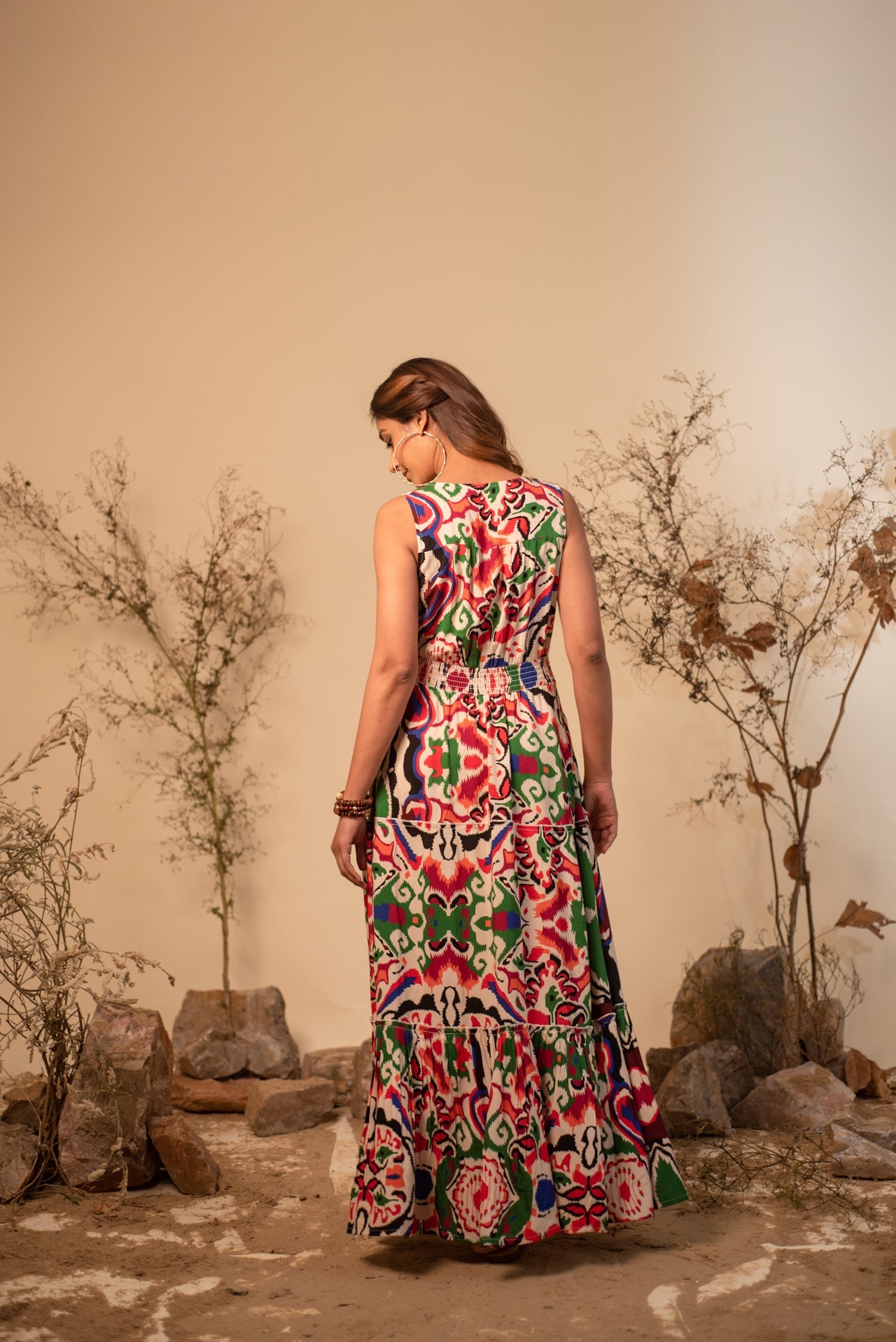 Mosaic Printed Tiered Dress